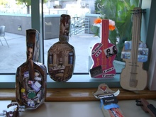 Violins representing students' personal histories from Prof. Marya McFadden's U100 class