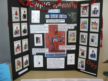 Sherman Alexie picture board: poster explaining warm jacket drive for Pine Ridge Reservation.